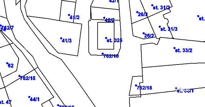 Parcela st. 762/10 v KÚ Šošůvka, Katastrální mapa