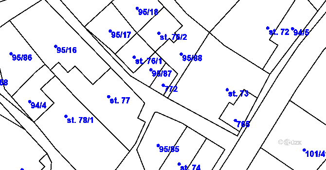 Parcela st. 772 v KÚ Šošůvka, Katastrální mapa