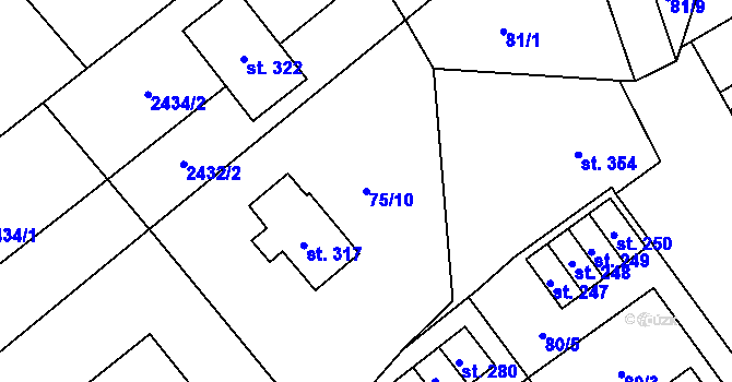 Parcela st. 75/10 v KÚ Šošůvka, Katastrální mapa
