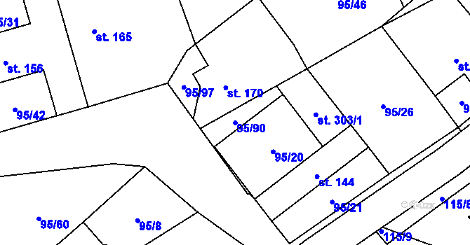 Parcela st. 95/90 v KÚ Šošůvka, Katastrální mapa