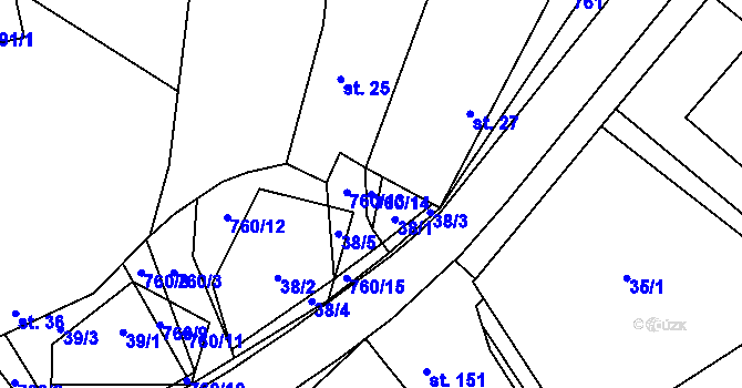 Parcela st. 760/14 v KÚ Šošůvka, Katastrální mapa