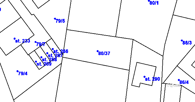 Parcela st. 80/37 v KÚ Šošůvka, Katastrální mapa