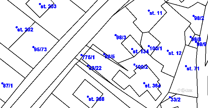 Parcela st. 98/5 v KÚ Šošůvka, Katastrální mapa