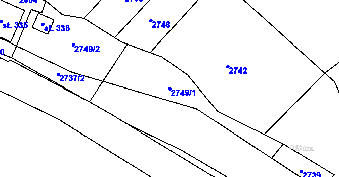 Parcela st. 2749/1 v KÚ Šošůvka, Katastrální mapa