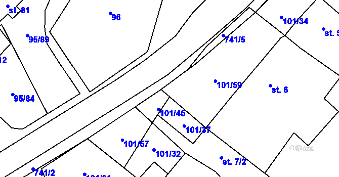 Parcela st. 101/56 v KÚ Šošůvka, Katastrální mapa