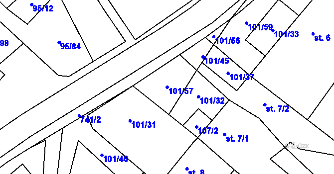 Parcela st. 101/57 v KÚ Šošůvka, Katastrální mapa
