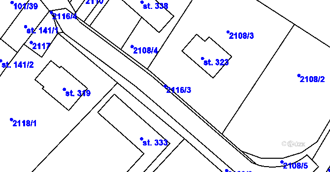 Parcela st. 2116/3 v KÚ Šošůvka, Katastrální mapa