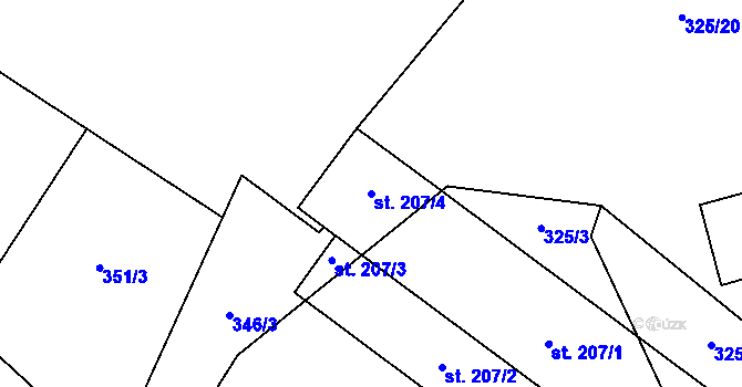 Parcela st. 207/4 v KÚ Šošůvka, Katastrální mapa