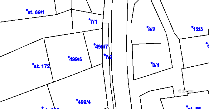 Parcela st. 7/2 v KÚ Šošůvka, Katastrální mapa