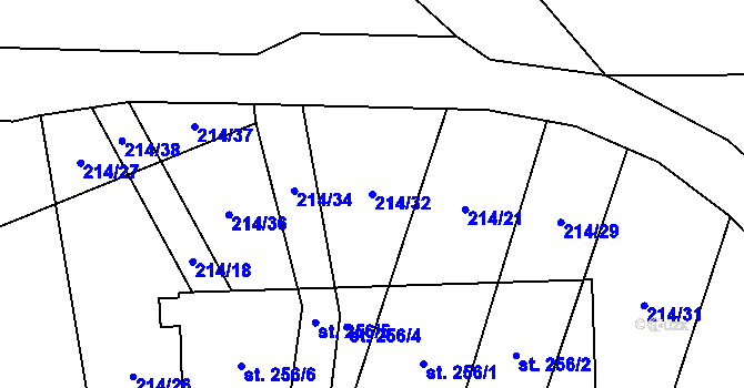 Parcela st. 214/32 v KÚ Šošůvka, Katastrální mapa