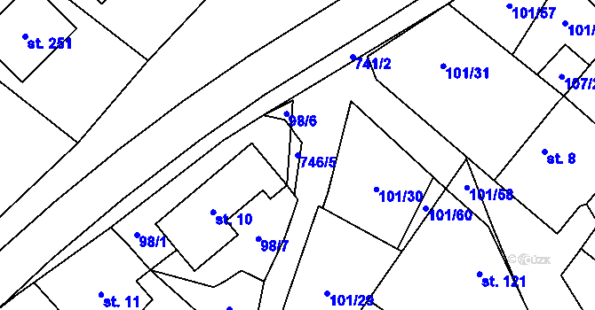 Parcela st. 746/5 v KÚ Šošůvka, Katastrální mapa