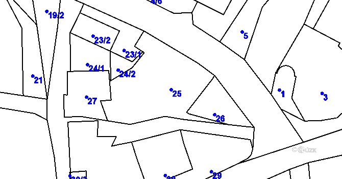 Parcela st. 25 v KÚ Hranické Loučky, Katastrální mapa
