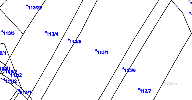 Parcela st. 113/1 v KÚ Hranické Loučky, Katastrální mapa