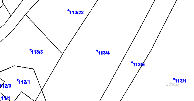 Parcela st. 113/4 v KÚ Hranické Loučky, Katastrální mapa