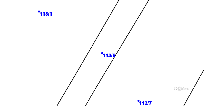 Parcela st. 113/6 v KÚ Hranické Loučky, Katastrální mapa