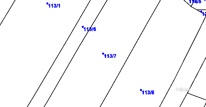 Parcela st. 113/7 v KÚ Hranické Loučky, Katastrální mapa