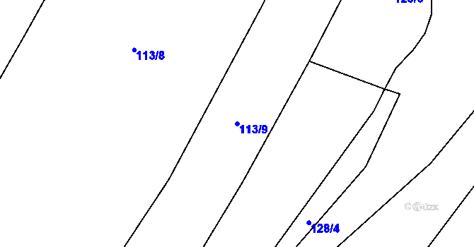Parcela st. 113/9 v KÚ Hranické Loučky, Katastrální mapa