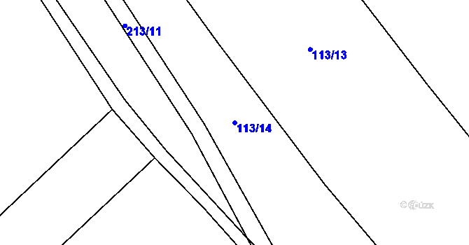 Parcela st. 113/14 v KÚ Hranické Loučky, Katastrální mapa