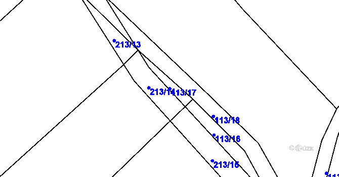 Parcela st. 113/17 v KÚ Hranické Loučky, Katastrální mapa