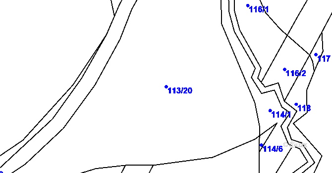 Parcela st. 113/20 v KÚ Hranické Loučky, Katastrální mapa