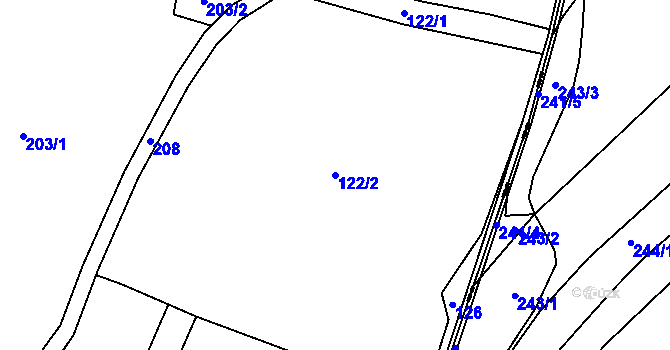 Parcela st. 122/2 v KÚ Hranické Loučky, Katastrální mapa