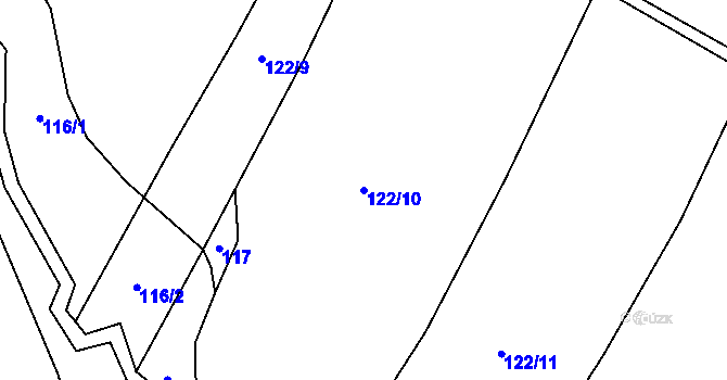 Parcela st. 122/10 v KÚ Hranické Loučky, Katastrální mapa