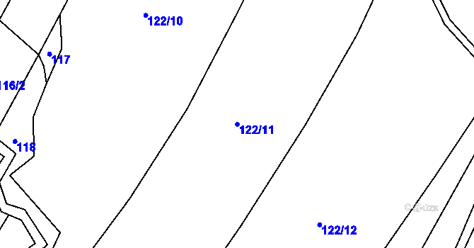 Parcela st. 122/11 v KÚ Hranické Loučky, Katastrální mapa