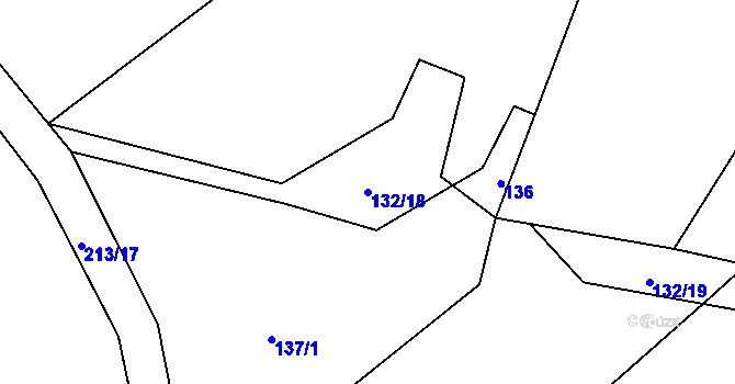 Parcela st. 132/18 v KÚ Hranické Loučky, Katastrální mapa