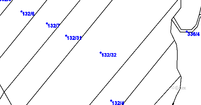 Parcela st. 132/32 v KÚ Hranické Loučky, Katastrální mapa