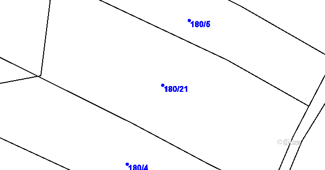 Parcela st. 180/21 v KÚ Hranické Loučky, Katastrální mapa