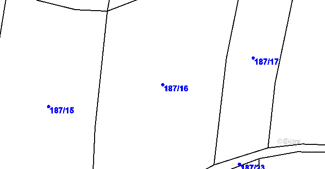 Parcela st. 187/16 v KÚ Hranické Loučky, Katastrální mapa