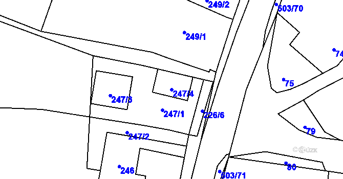 Parcela st. 247/4 v KÚ Špičky, Katastrální mapa