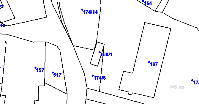 Parcela st. 168/1 v KÚ Špičky, Katastrální mapa