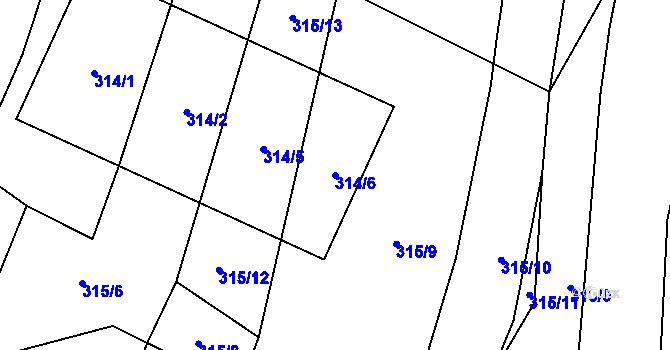 Parcela st. 314/6 v KÚ Špičky, Katastrální mapa