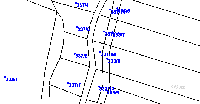 Parcela st. 337/14 v KÚ Špičky, Katastrální mapa