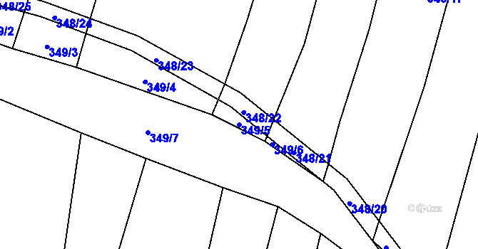 Parcela st. 349/5 v KÚ Špičky, Katastrální mapa