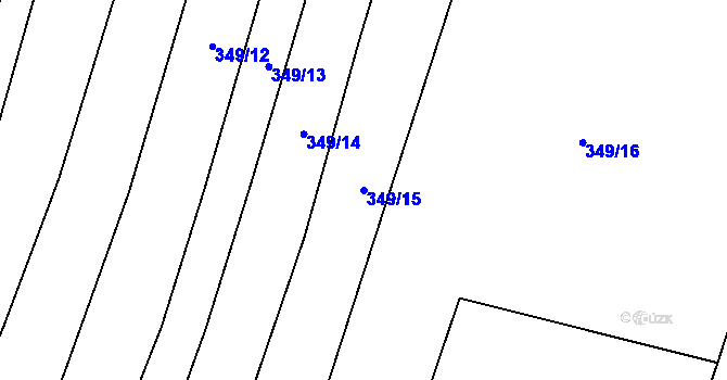 Parcela st. 349/15 v KÚ Špičky, Katastrální mapa