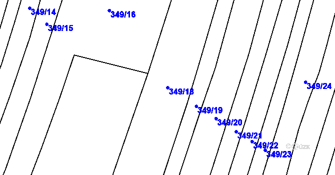 Parcela st. 349/18 v KÚ Špičky, Katastrální mapa