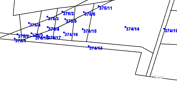 Parcela st. 374/13 v KÚ Špičky, Katastrální mapa