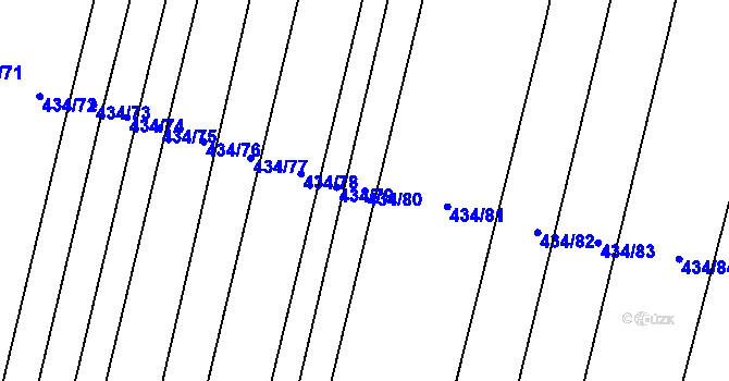 Parcela st. 434/80 v KÚ Špičky, Katastrální mapa
