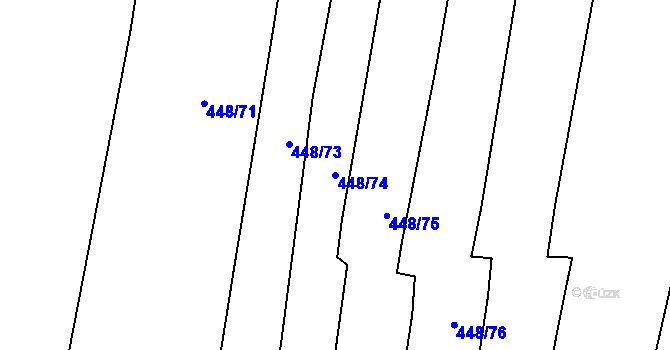 Parcela st. 448/74 v KÚ Špičky, Katastrální mapa