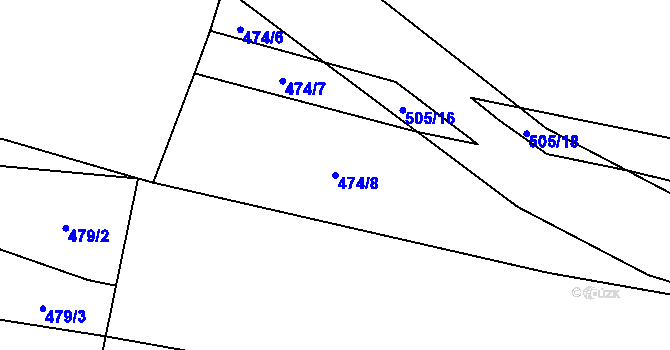Parcela st. 474/8 v KÚ Špičky, Katastrální mapa
