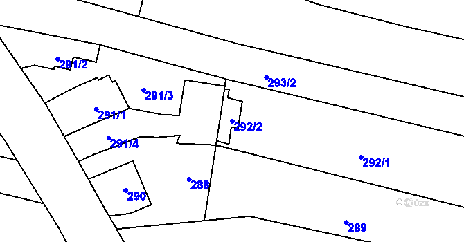 Parcela st. 292/2 v KÚ Špičky, Katastrální mapa
