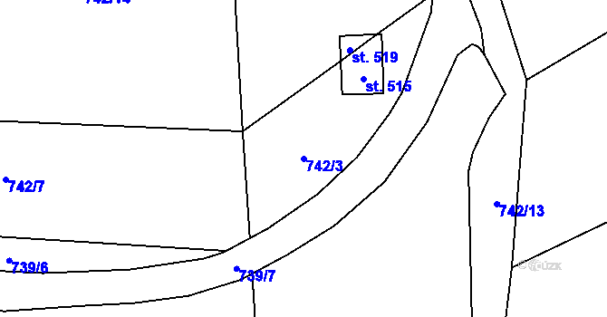 Parcela st. 742/3 v KÚ Bedřichov v Krkonoších, Katastrální mapa