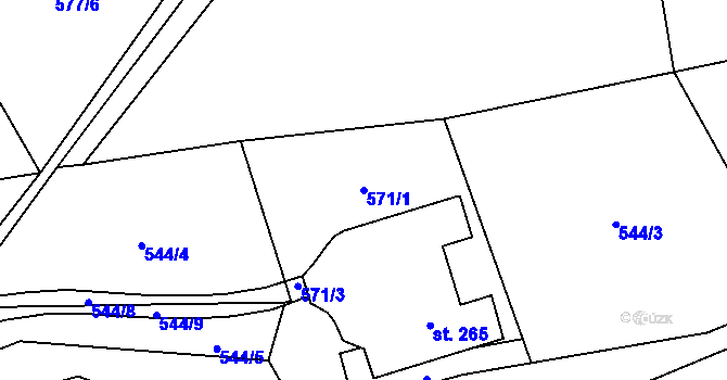 Parcela st. 571/1 v KÚ Labská, Katastrální mapa