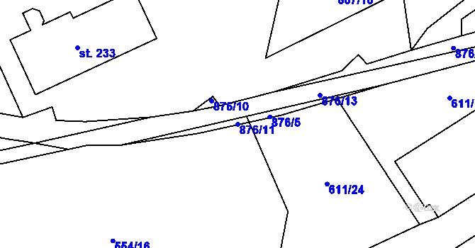 Parcela st. 876/11 v KÚ Labská, Katastrální mapa