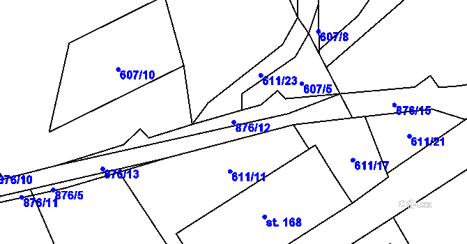 Parcela st. 876/12 v KÚ Labská, Katastrální mapa