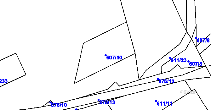 Parcela st. 607/10 v KÚ Labská, Katastrální mapa