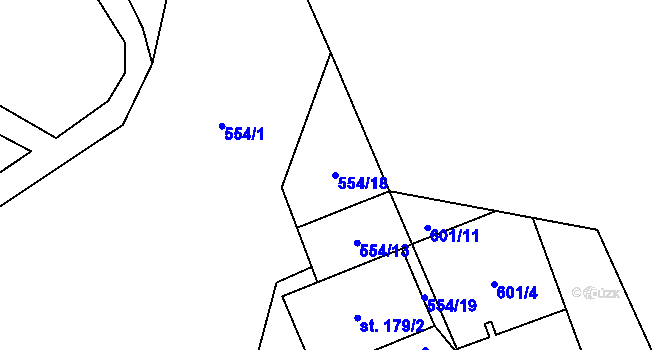 Parcela st. 554/18 v KÚ Labská, Katastrální mapa