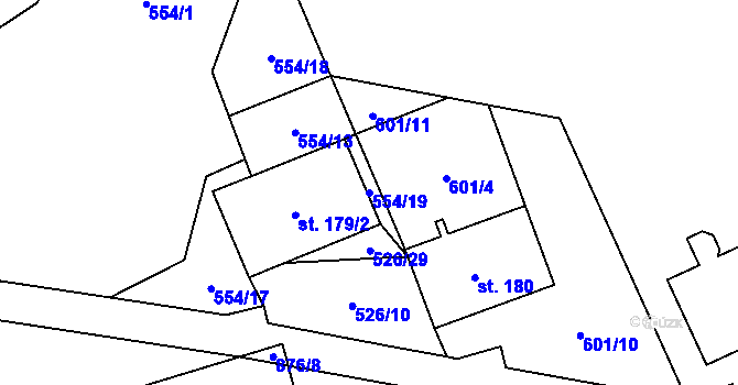 Parcela st. 554/19 v KÚ Labská, Katastrální mapa